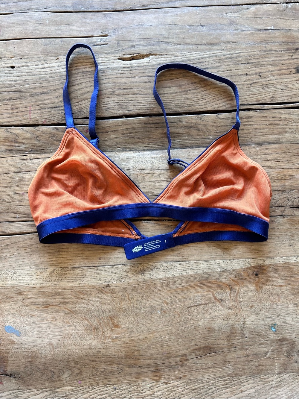 CUTE!! Aerie parade Orange & Navy Wireless Triangle Bralette Small S
